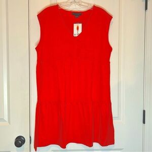 NWT Social Standard Sanctuary V-neck Sleeveless Tiered Tee Dress Orange XL